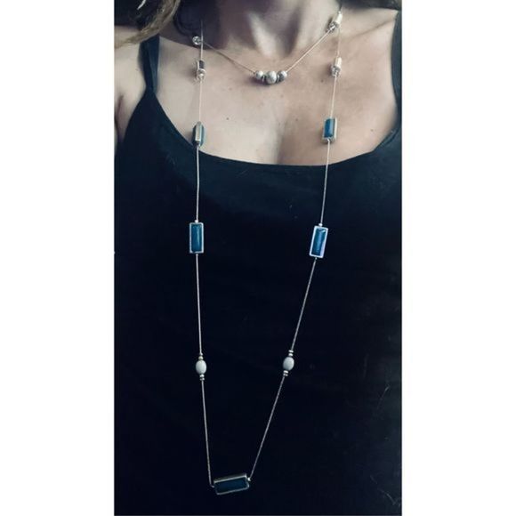PRETTY BLUE BOHO STONE LAYERED NECKLACE - Picture 2 of 7